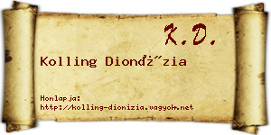 Kolling Dionízia névjegykártya